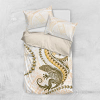 Gold Maori Tuatara Bedding Set Luxury Pastel Pattern