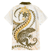 Gold Maori Tuatara Family Matching Puletasi and Hawaiian Shirt Luxury Pastel Pattern LT01 - Polynesian Pride
