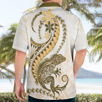 Gold Maori Tuatara Hawaiian Shirt Luxury Pastel Pattern