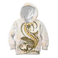Gold Maori Tuatara Kid Hoodie Luxury Pastel Pattern