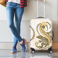 Gold Maori Tuatara Luggage Cover Luxury Pastel Pattern