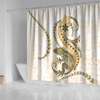 Gold Maori Tuatara Shower Curtain Luxury Pastel Pattern