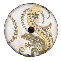 Gold Maori Tuatara Spare Tire Cover Luxury Pastel Pattern