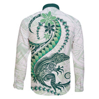 Green Maori Tuatara Family Matching Short Sleeve Bodycon Dress and Hawaiian Shirt Luxury Pastel Pattern LT01 - Polynesian Pride