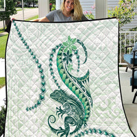 Green Maori Tuatara Quilt Luxury Pastel Pattern LT01 Green - Polynesian Pride
