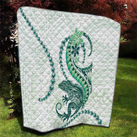 Green Maori Tuatara Quilt Luxury Pastel Pattern LT01 - Polynesian Pride