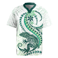 Green Maori Tuatara Rugby Jersey Luxury Pastel Pattern