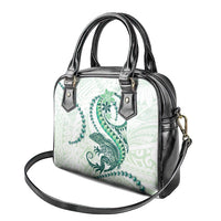 Green Maori Tuatara Shoulder Handbag Luxury Pastel Pattern