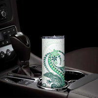 Green Maori Tuatara Skinny Tumbler Luxury Pastel Pattern LT01 - Polynesian Pride