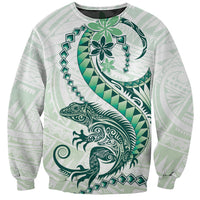 Green Maori Tuatara Sweatshirt Luxury Pastel Pattern LT01 Unisex Green - Polynesian Pride