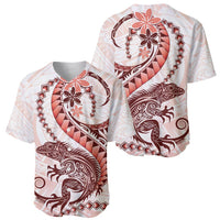 Red Maori Tuatara Baseball Jersey Luxury Pastel Pattern LT01 - Polynesian Pride