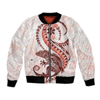 Red Maori Tuatara Bomber Jacket Luxury Pastel Pattern