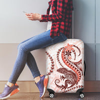 Red Maori Tuatara Luggage Cover Luxury Pastel Pattern