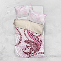 Pink Maori Tuatara Bedding Set Luxury Pastel Pattern
