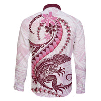Pink Maori Tuatara Family Matching Off Shoulder Maxi Dress and Hawaiian Shirt Luxury Pastel Pattern LT01 - Polynesian Pride