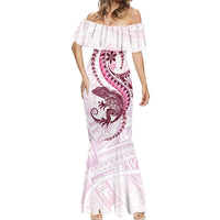 Pink Maori Tuatara Mermaid Dress Luxury Pastel Pattern LT01 - Polynesian Pride