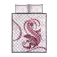 Pink Maori Tuatara Quilt Bed Set Luxury Pastel Pattern
