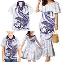 Purple Maori Tuatara Family Matching Mermaid Dress and Hawaiian Shirt Luxury Pastel Pattern LT01 - Polynesian Pride