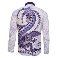Purple Maori Tuatara Family Matching Off The Shoulder Long Sleeve Dress and Hawaiian Shirt Luxury Pastel Pattern