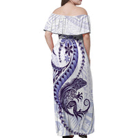 Purple Maori Tuatara Family Matching Off Shoulder Maxi Dress and Hawaiian Shirt Luxury Pastel Pattern LT01 - Polynesian Pride