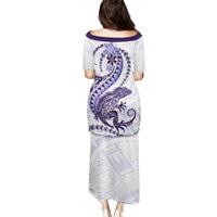 Purple Maori Tuatara Family Matching Puletasi and Hawaiian Shirt Luxury Pastel Pattern LT01 - Polynesian Pride