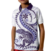 Purple Maori Tuatara Kid Polo Shirt Luxury Pastel Pattern LT01 Kid Purple - Polynesian Pride