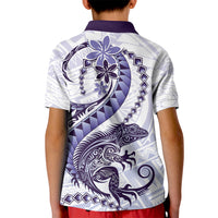 Purple Maori Tuatara Kid Polo Shirt Luxury Pastel Pattern LT01 - Polynesian Pride