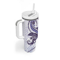 Purple Maori Tuatara Tumbler With Handle Luxury Pastel Pattern