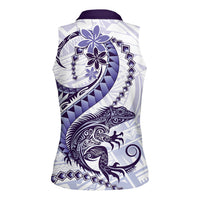 Purple Maori Tuatara Women Sleeveless Polo Shirt Luxury Pastel Pattern