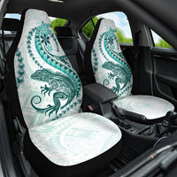 Teal Maori Tuatara Car Seat Cover Luxury Pastel Pattern