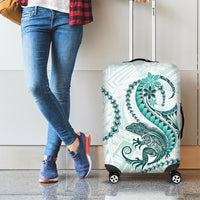 Teal Maori Tuatara Luggage Cover Luxury Pastel Pattern