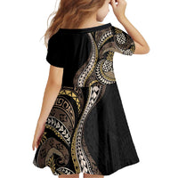 Hawaii Pineapple Brown Tribal Pattern Family Matching Long Sleeve Bodycon Dress and Hawaiian Shirt - Polynesian Pride