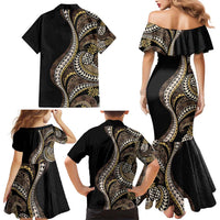Hawaii Pineapple Brown Tribal Pattern Family Matching Mermaid Dress and Hawaiian Shirt - Polynesian Pride