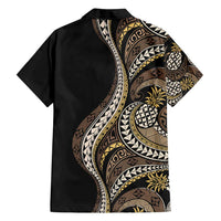 Hawaii Pineapple Brown Tribal Pattern Family Matching Tank Maxi Dress and Hawaiian Shirt - Polynesian Pride