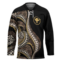 Hawaii Pineapple Brown Tribal Pattern Hockey Jersey LT01 Unisex Brown - Polynesian Pride