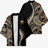 Hawaii Pineapple Brown Tribal Pattern Kimono LT01 - Polynesian Pride