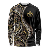 Hawaii Pineapple Brown Tribal Pattern Long Sleeve Shirt LT01 Unisex Brown - Polynesian Pride