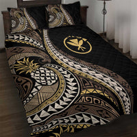 Hawaii Pineapple Brown Tribal Pattern Quilt Bed Set - Polynesian Pride