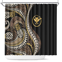 Hawaii Pineapple Brown Tribal Pattern Shower Curtain - Polynesian Pride
