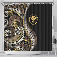 Hawaii Pineapple Brown Tribal Pattern Shower Curtain - Polynesian Pride