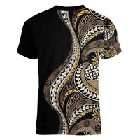 Hawaii Pineapple Brown Tribal Pattern Women V-Neck T-Shirt LT01 - Polynesian Pride
