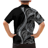 Hawaii Pineapple Gray Scale Tribal Pattern Family Matching Mermaid Dress and Hawaiian Shirt - Polynesian Pride