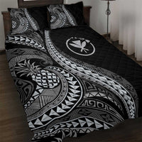 Hawaii Pineapple Gray Scale Tribal Pattern Quilt Bed Set - Polynesian Pride