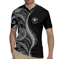 Hawaii Pineapple Gray Scale Tribal Pattern Rugby Jersey - Polynesian Pride