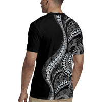 Hawaii Pineapple Gray Scale Tribal Pattern Rugby Jersey - Polynesian Pride