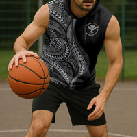 Hawaii Pineapple Gray Scale Tribal Pattern Sleeveless Hoodie LT01 - Polynesian Pride