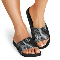 Hawaii Pineapple Gray Scale Tribal Pattern Slide Sandals LT01 - Polynesian Pride