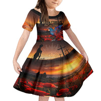 New Zealand Tui Bird Soldier ANZAC Kid Short Sleeve Dress Lest We Forget LT03 KID Black - Polynesian Pride