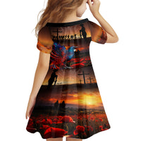 New Zealand Tui Bird Soldier ANZAC Kid Short Sleeve Dress Lest We Forget LT03 - Polynesian Pride