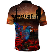 New Zealand Tui Bird Soldier ANZAC Polo Shirt Lest We Forget LT03